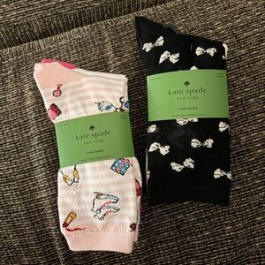 Kate Spade Pink and Black Bow Socks new. 6 pairs